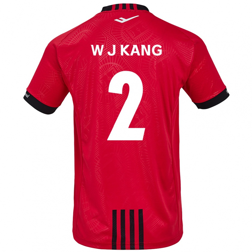 Kandiny Gyermek Jae-Won Kang #2 Piros Fekete Hazai Jersey 2024/25 Mez Póló Ing