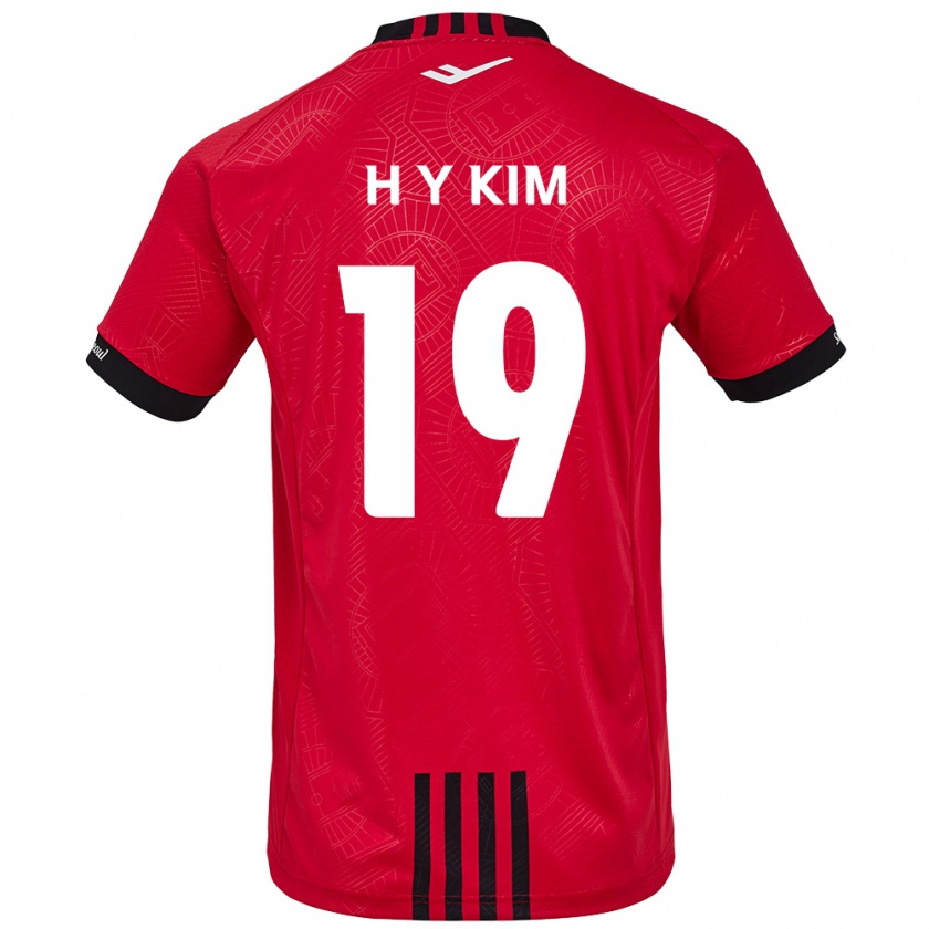 Kandiny Gyermek Yong-Hyuk Kim #19 Piros Fekete Hazai Jersey 2024/25 Mez Póló Ing