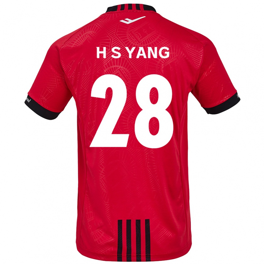 Kandiny Gyermek Seung-Hyeon Yang #28 Piros Fekete Hazai Jersey 2024/25 Mez Póló Ing