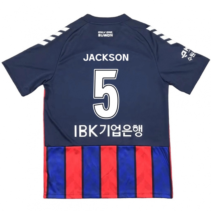 Kandiny Gyermek Lachlan Jackson #5 Kék Piros Hazai Jersey 2024/25 Mez Póló Ing