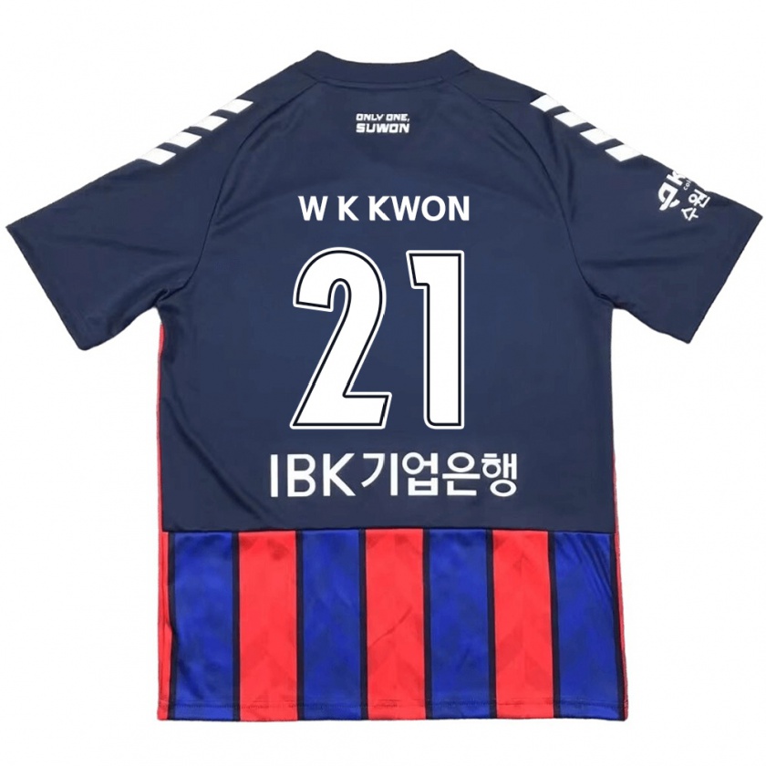 Kandiny Gyermek Kyung-Won Kwon #21 Kék Piros Hazai Jersey 2024/25 Mez Póló Ing