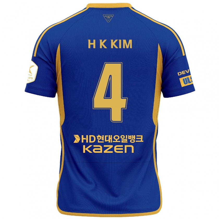 Kandiny Gyermek Kee-Hee Kim #4 Kék Sárga Hazai Jersey 2024/25 Mez Póló Ing