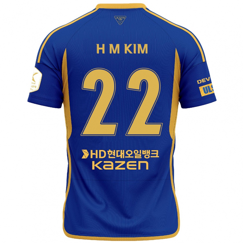 Kandiny Gyermek Min-Hyuk Kim #22 Kék Sárga Hazai Jersey 2024/25 Mez Póló Ing