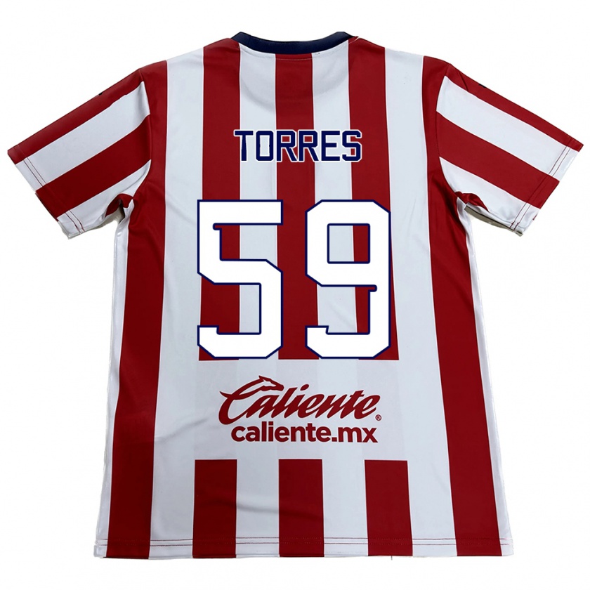 Kandiny Gyermek Christian Torres #59 Piros Fehér Hazai Jersey 2024/25 Mez Póló Ing