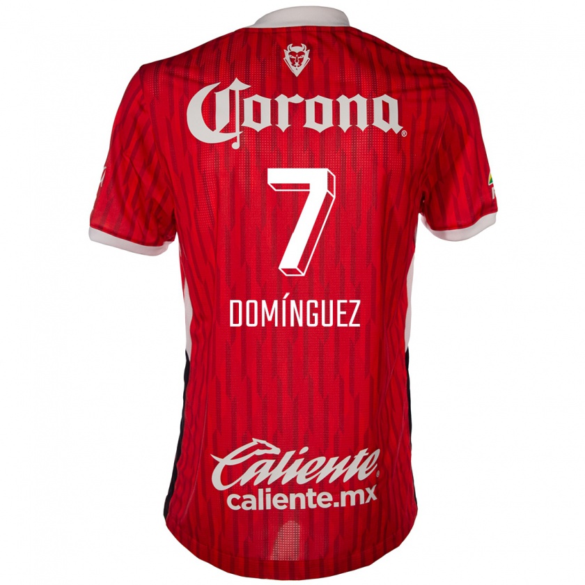 Kandiny Gyermek Juan Domínguez #7 Piros Fehér Hazai Jersey 2024/25 Mez Póló Ing