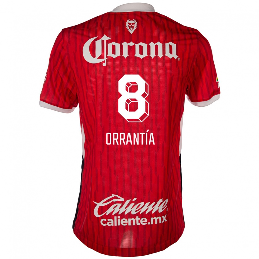 Kandiny Gyermek Carlos Orrantía #8 Piros Fehér Hazai Jersey 2024/25 Mez Póló Ing