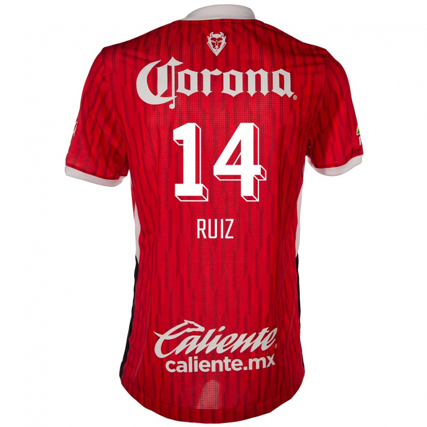 Kandiny Gyermek Marcel Ruiz #14 Piros Fehér Hazai Jersey 2024/25 Mez Póló Ing