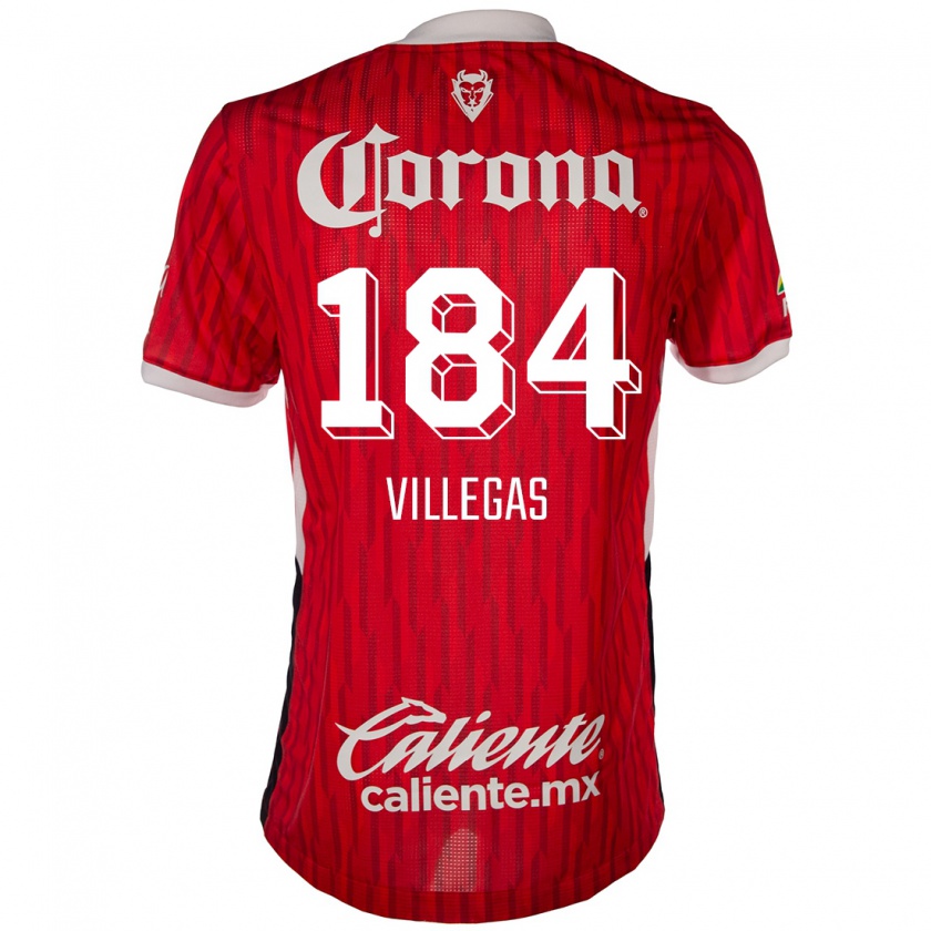 Kandiny Gyermek Abraham Villegas #184 Piros Fehér Hazai Jersey 2024/25 Mez Póló Ing