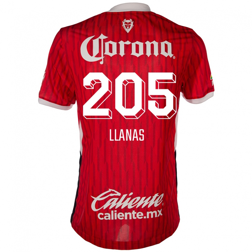 Kandiny Gyermek Emmanuel Llanas #205 Piros Fehér Hazai Jersey 2024/25 Mez Póló Ing