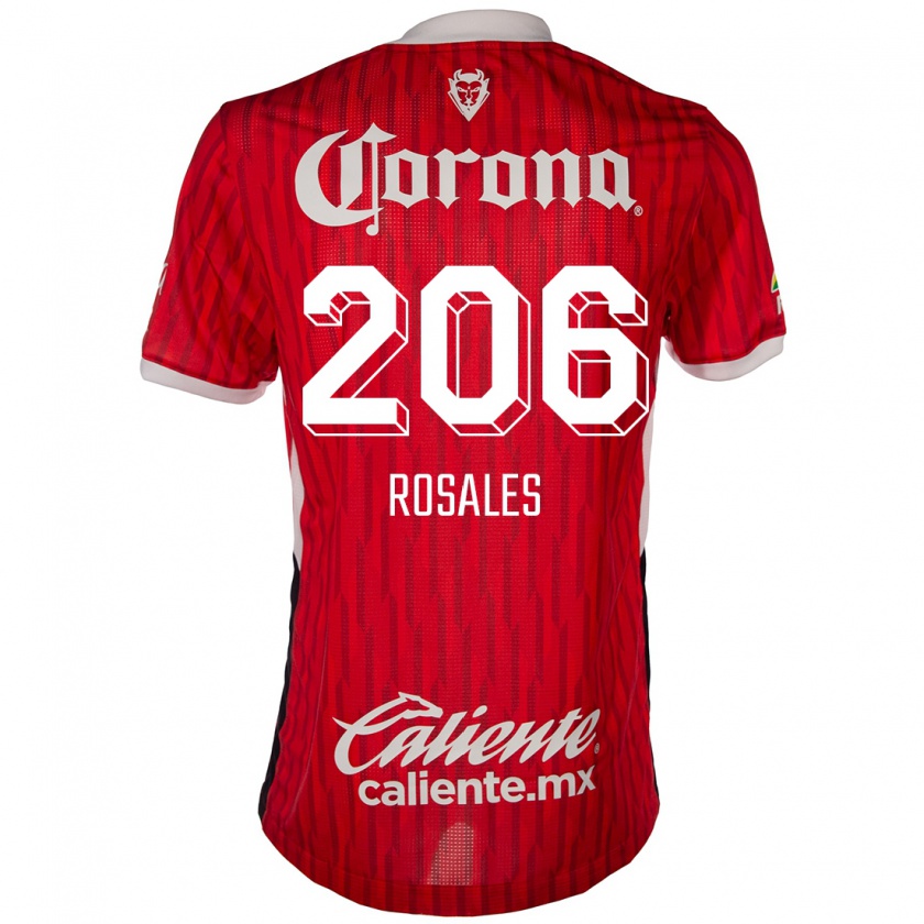 Kandiny Gyermek Santiago Rosales #206 Piros Fehér Hazai Jersey 2024/25 Mez Póló Ing