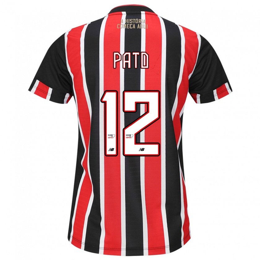 Kandiny Gyermek Alexandre Pato #12 Fekete Piros Fehér Idegenbeli Jersey 2024/25 Mez Póló Ing