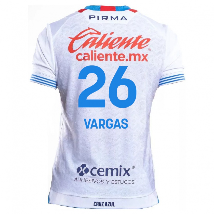 Kandiny Gyermek Carlos Vargas #26 Fehér Kék Idegenbeli Jersey 2024/25 Mez Póló Ing