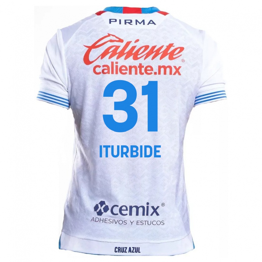 Kandiny Gyermek Luis Iturbide #31 Fehér Kék Idegenbeli Jersey 2024/25 Mez Póló Ing