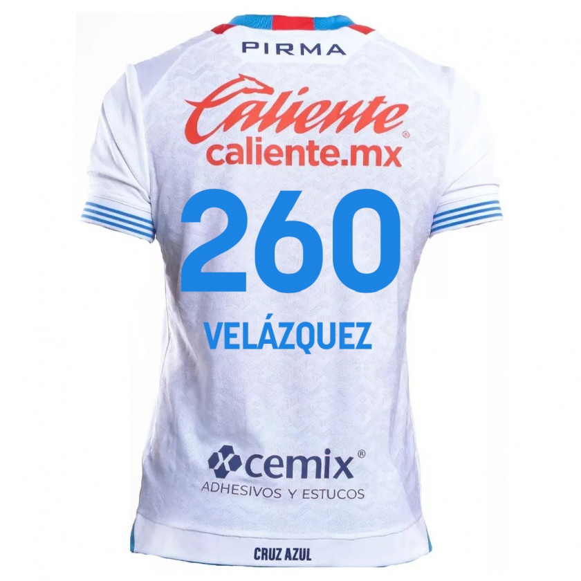 Kandiny Gyermek Víctor Velázquez #260 Fehér Kék Idegenbeli Jersey 2024/25 Mez Póló Ing