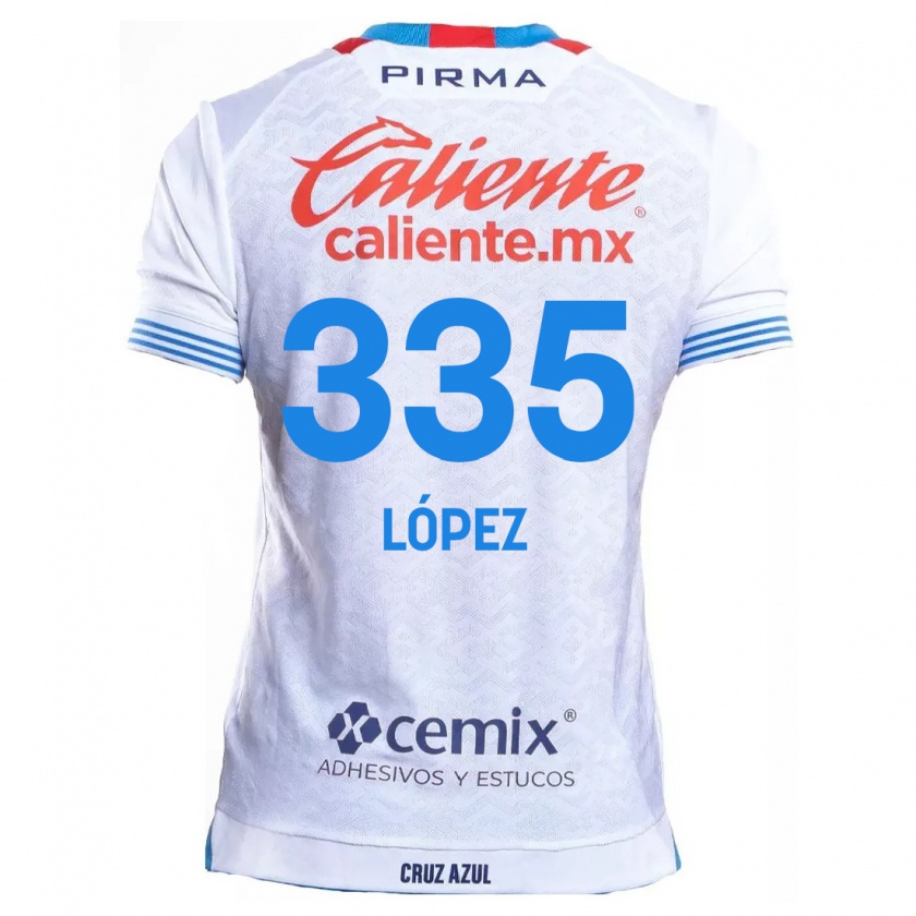 Kandiny Gyermek Alfredo López #335 Fehér Kék Idegenbeli Jersey 2024/25 Mez Póló Ing