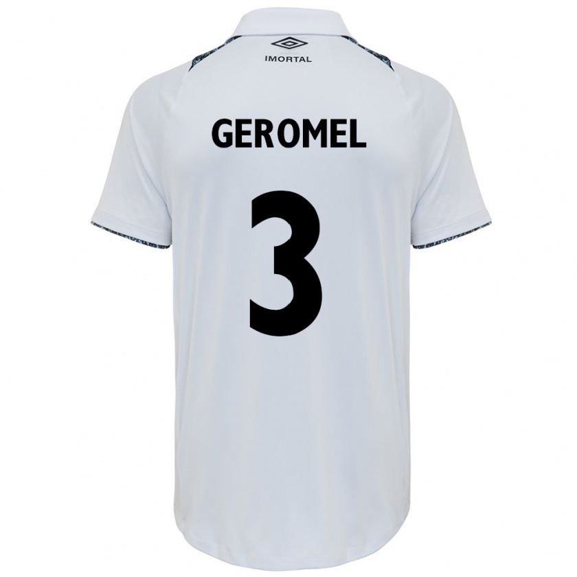 Kandiny Gyermek Pedro Geromel #3 Fehér Kék Idegenbeli Jersey 2024/25 Mez Póló Ing