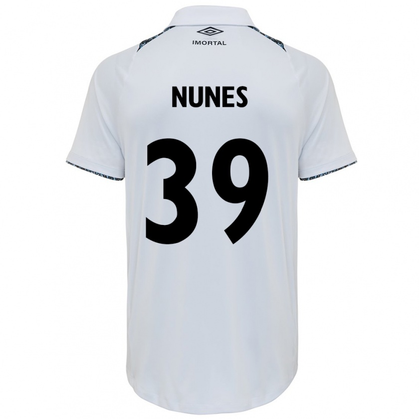 Kandiny Gyermek Gustavo Nunes #39 Fehér Kék Idegenbeli Jersey 2024/25 Mez Póló Ing