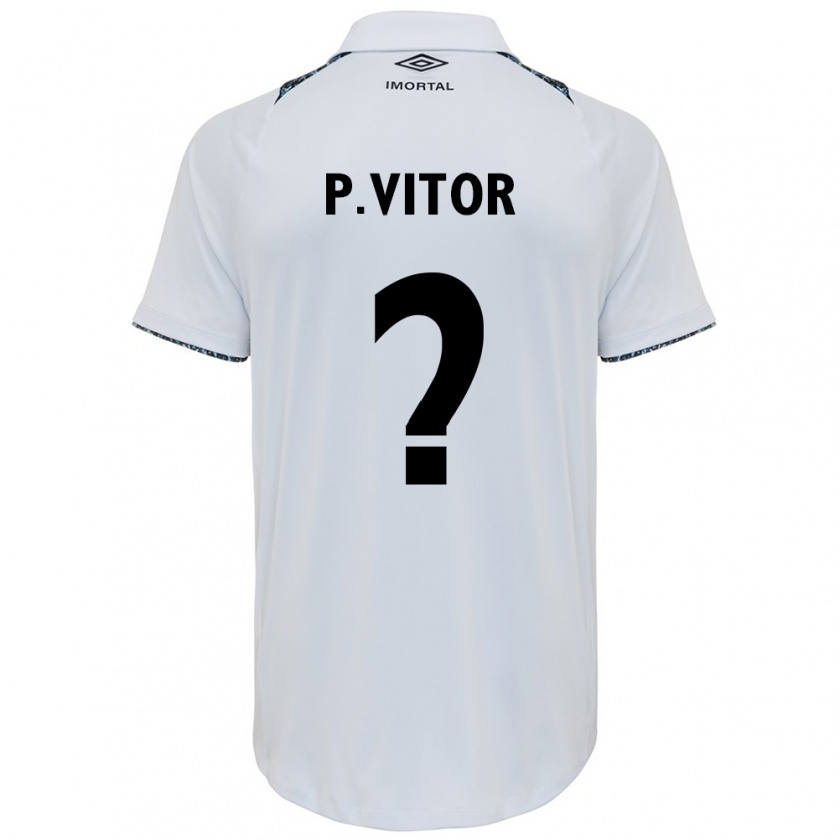 Kandiny Gyermek Pedro Vitor #0 Fehér Kék Idegenbeli Jersey 2024/25 Mez Póló Ing