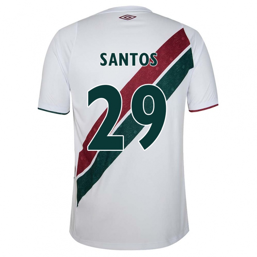 Kandiny Gyermek Thiago Santos #29 Fehér Zöld Barna Idegenbeli Jersey 2024/25 Mez Póló Ing