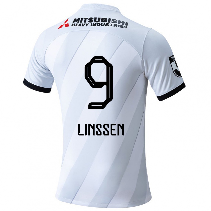 Kandiny Gyermek Bryan Linssen #9 Fehér Szürke Idegenbeli Jersey 2024/25 Mez Póló Ing