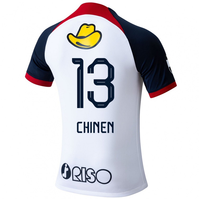 Kandiny Gyermek Kei Chinen #13 Fehér Kék Piros Idegenbeli Jersey 2024/25 Mez Póló Ing