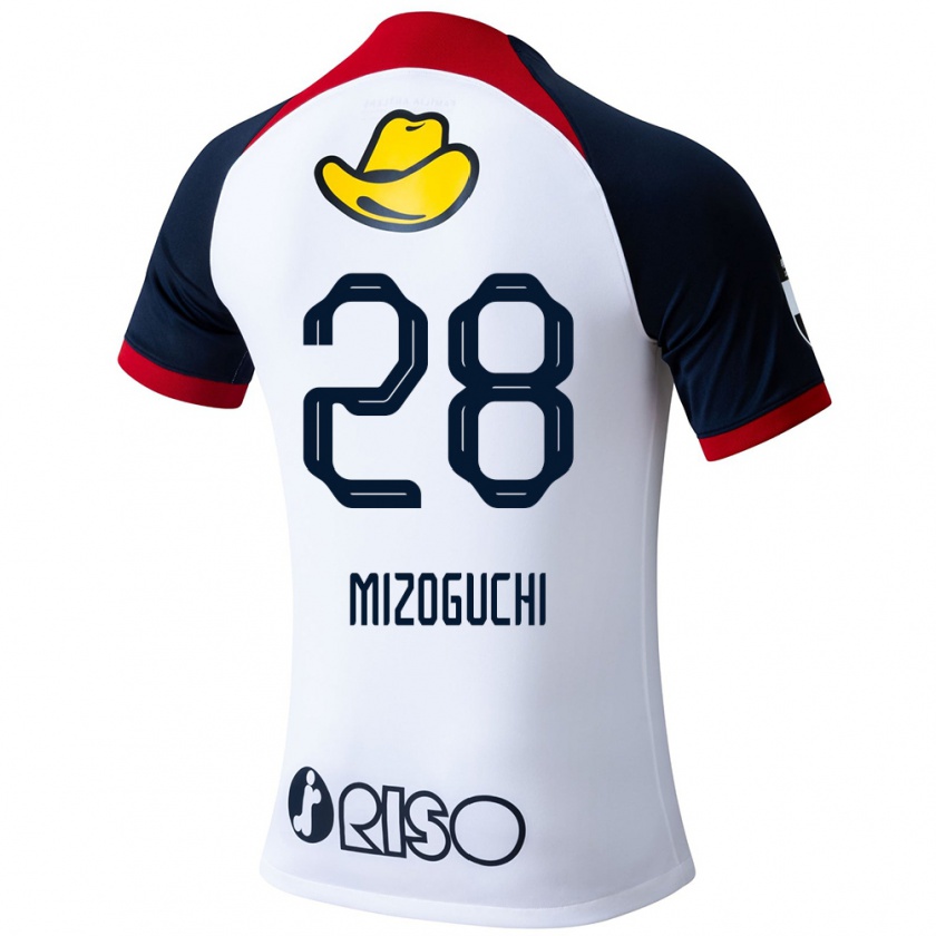 Kandiny Gyermek Shuhei Mizoguchi #28 Fehér Kék Piros Idegenbeli Jersey 2024/25 Mez Póló Ing