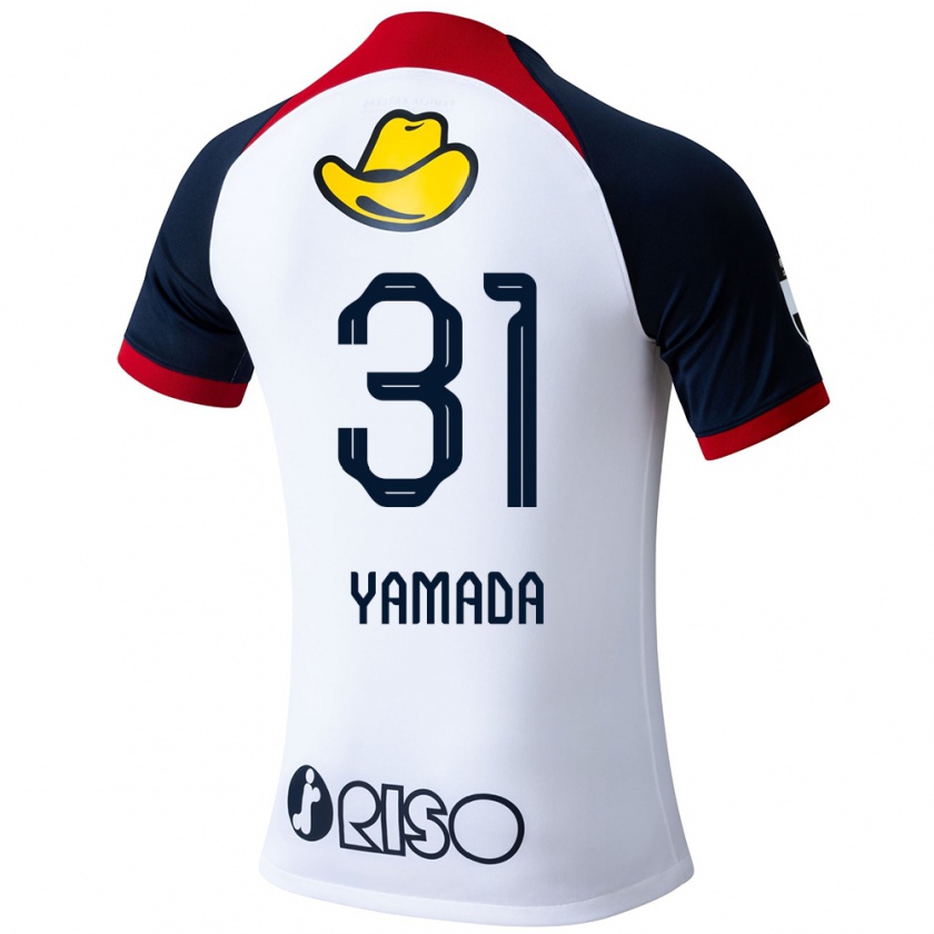 Kandiny Gyermek Taiki Yamada #31 Fehér Kék Piros Idegenbeli Jersey 2024/25 Mez Póló Ing