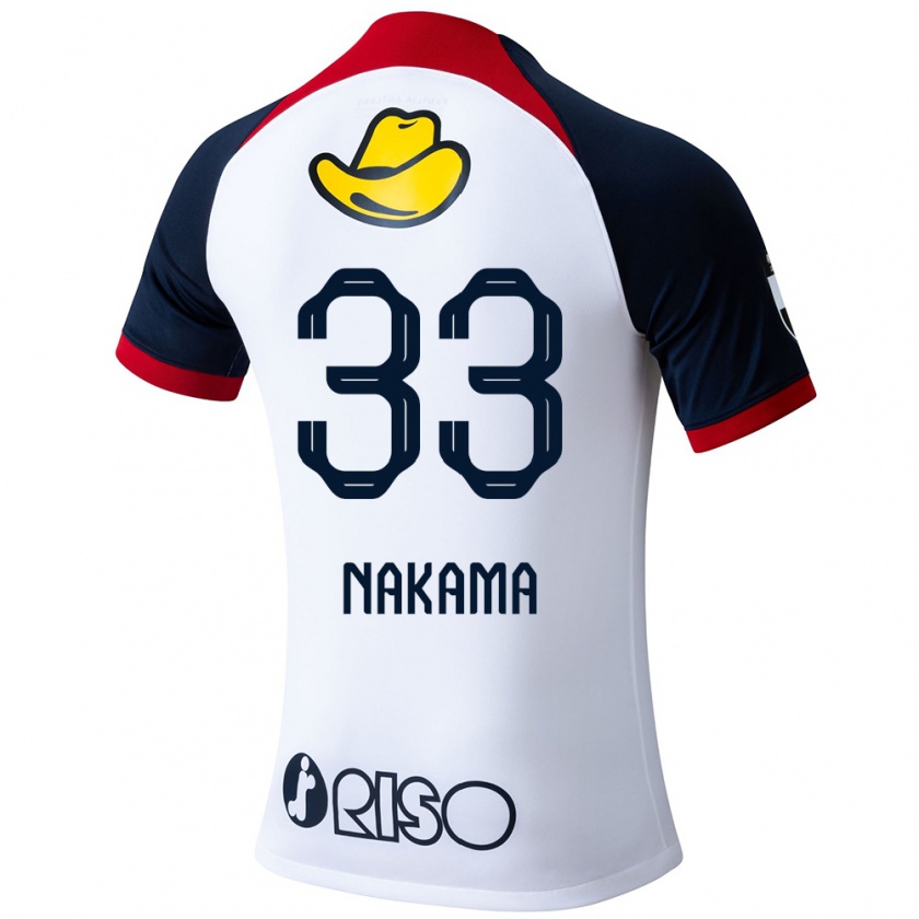 Kandiny Gyermek Hayato Nakama #33 Fehér Kék Piros Idegenbeli Jersey 2024/25 Mez Póló Ing