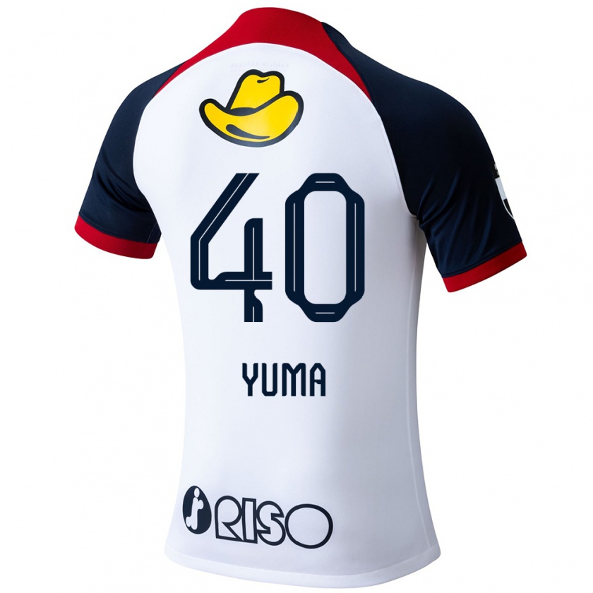 Kandiny Gyermek Yuma Suzuki #40 Fehér Kék Piros Idegenbeli Jersey 2024/25 Mez Póló Ing