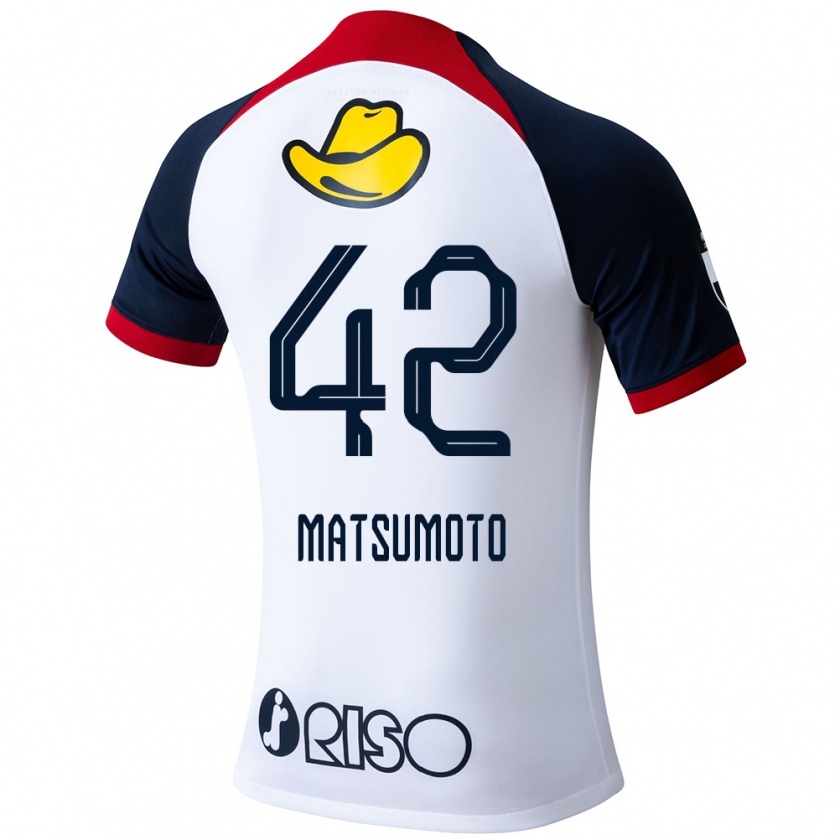 Kandiny Gyermek Haruto Matsumoto #42 Fehér Kék Piros Idegenbeli Jersey 2024/25 Mez Póló Ing