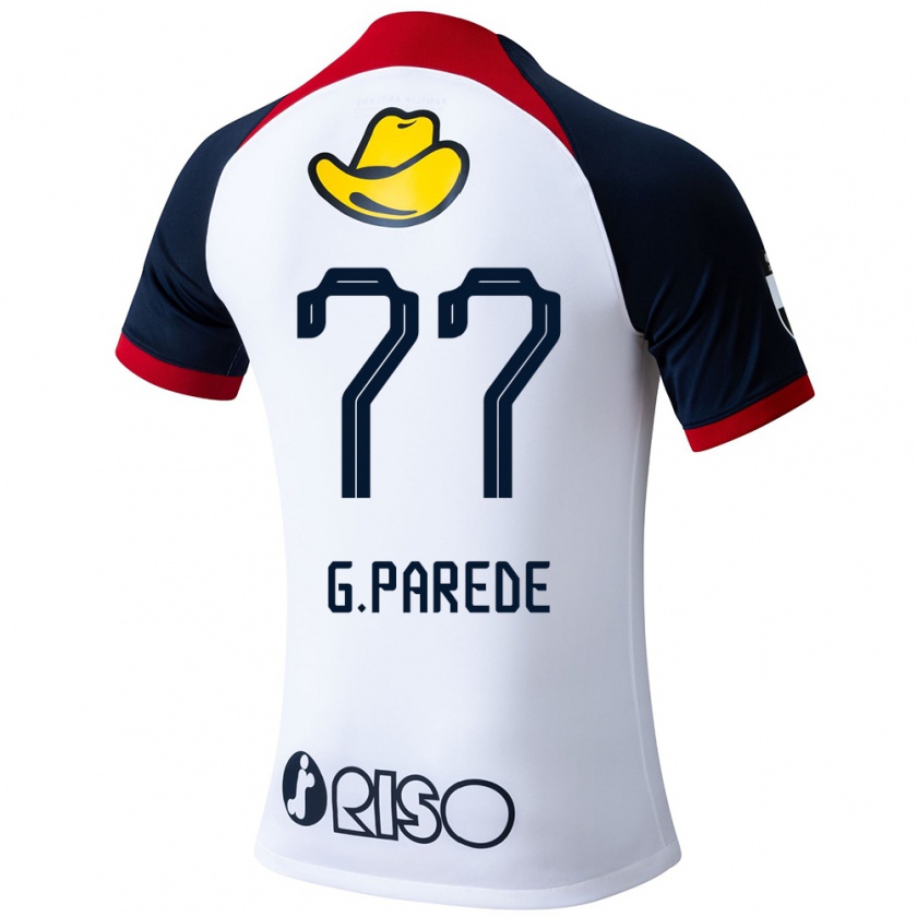 Kandiny Gyermek Guilherme Parede #77 Fehér Kék Piros Idegenbeli Jersey 2024/25 Mez Póló Ing