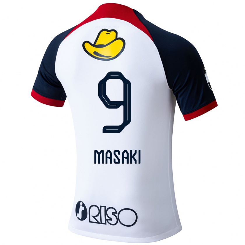 Kandiny Gyermek Hiroto Masaki #9 Fehér Kék Piros Idegenbeli Jersey 2024/25 Mez Póló Ing