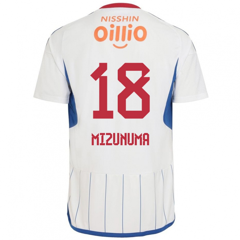 Kandiny Gyermek Kota Mizunuma #18 Fehér Kék Piros Idegenbeli Jersey 2024/25 Mez Póló Ing