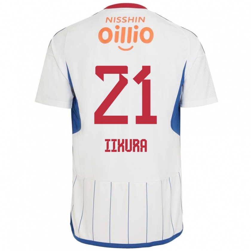 Kandiny Gyermek Hiroki Iikura #21 Fehér Kék Piros Idegenbeli Jersey 2024/25 Mez Póló Ing