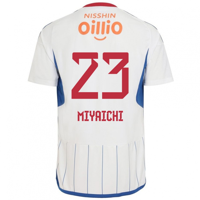 Kandiny Gyermek Ryo Miyaichi #23 Fehér Kék Piros Idegenbeli Jersey 2024/25 Mez Póló Ing