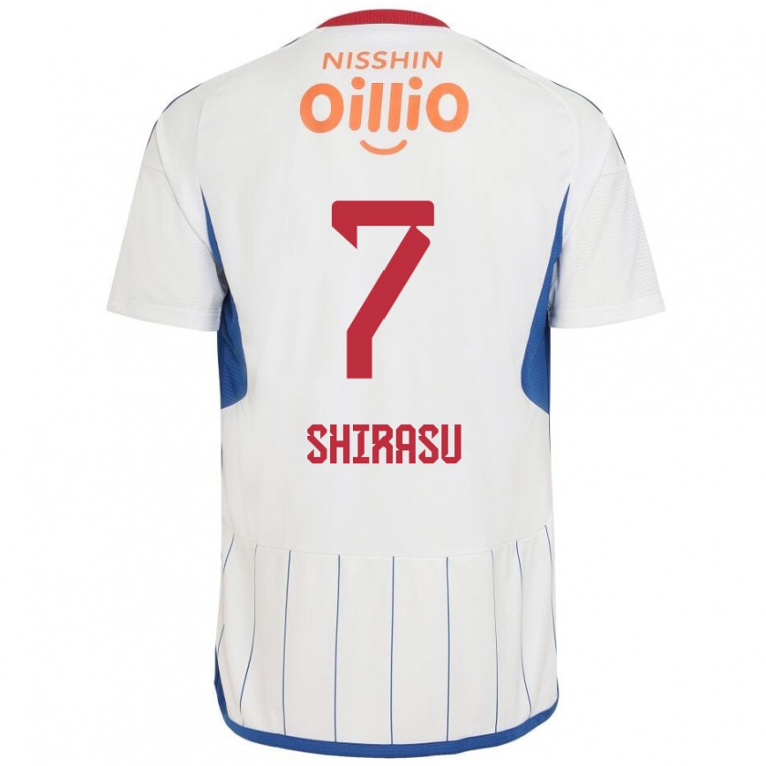 Kandiny Gyermek Kento Shirasu #7 Fehér Kék Piros Idegenbeli Jersey 2024/25 Mez Póló Ing