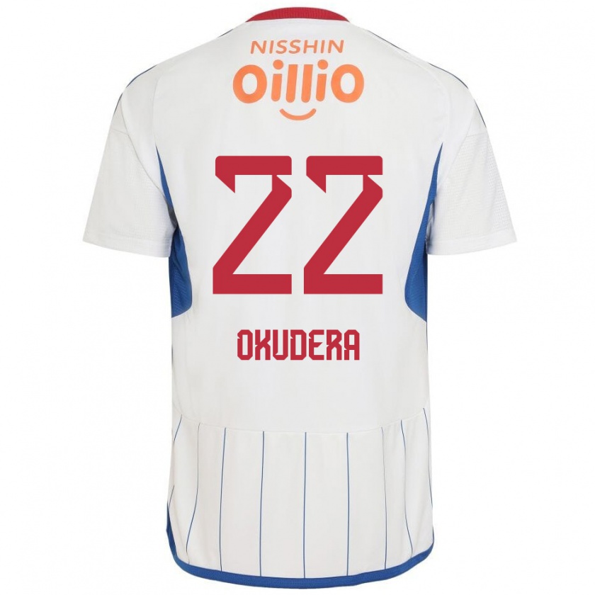 Kandiny Gyermek Minato Okudera #22 Fehér Kék Piros Idegenbeli Jersey 2024/25 Mez Póló Ing