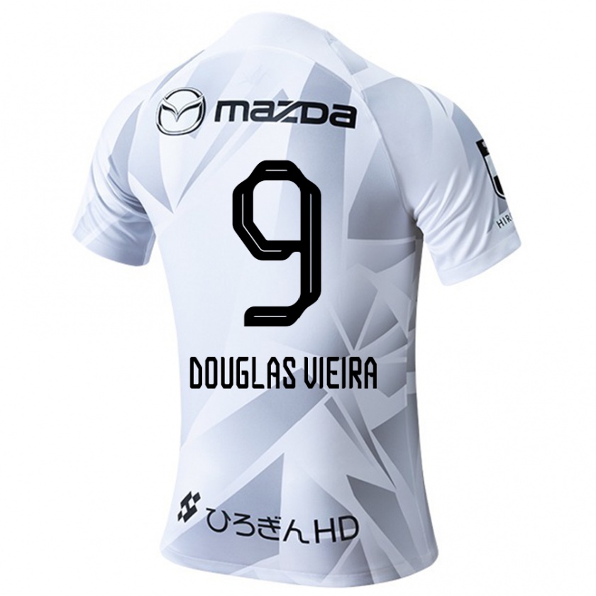 Kandiny Gyermek Douglas Vieira #9 Fehér Szürke Fekete Idegenbeli Jersey 2024/25 Mez Póló Ing