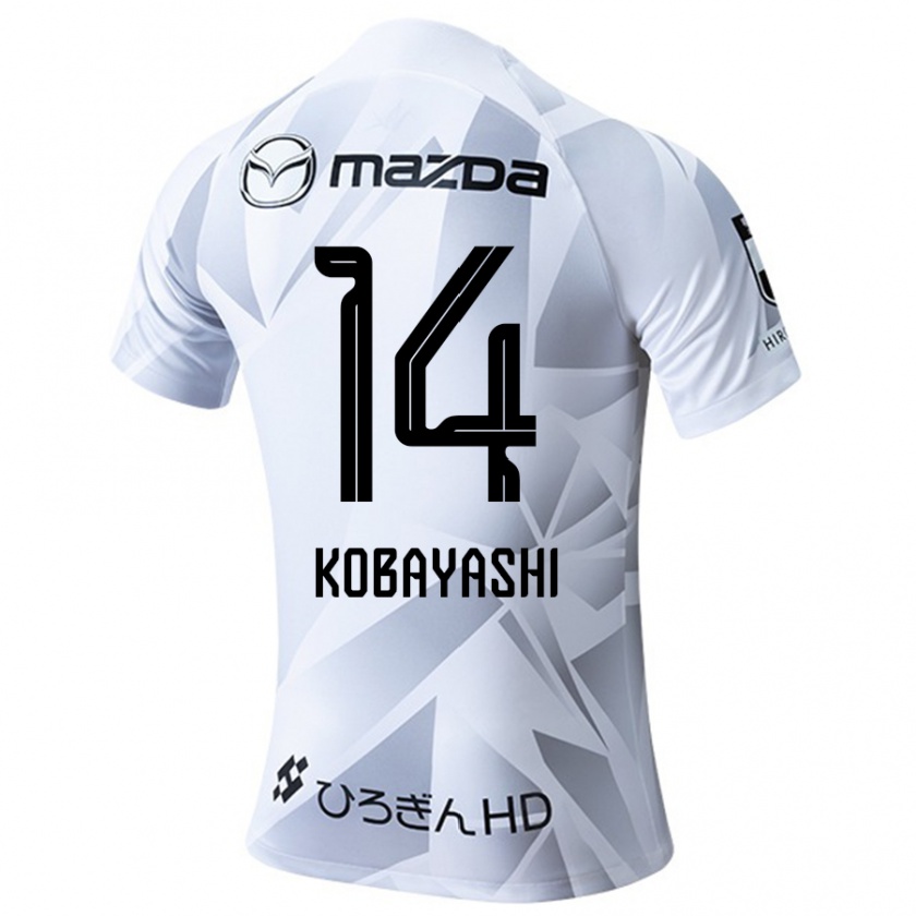 Kandiny Gyermek Shimon Kobayashi #14 Fehér Szürke Fekete Idegenbeli Jersey 2024/25 Mez Póló Ing