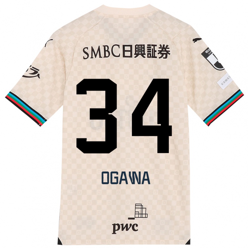 Kandiny Gyermek Hiroto Ogawa #34 Fehér Szürke Idegenbeli Jersey 2024/25 Mez Póló Ing