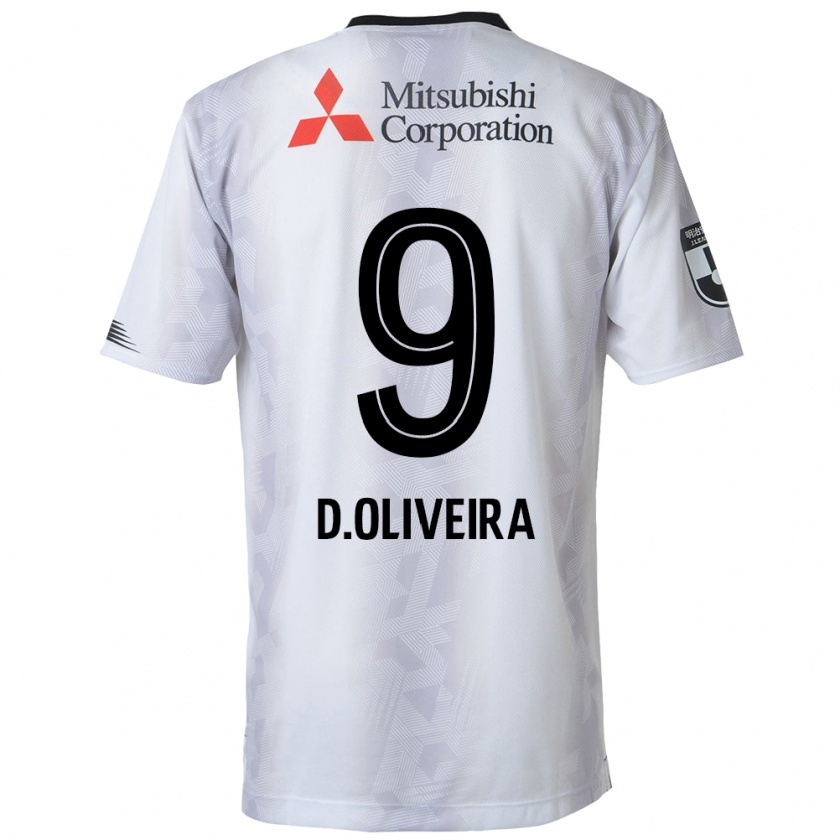 Kandiny Gyermek Diego Oliveira #9 Fehér Fekete Idegenbeli Jersey 2024/25 Mez Póló Ing