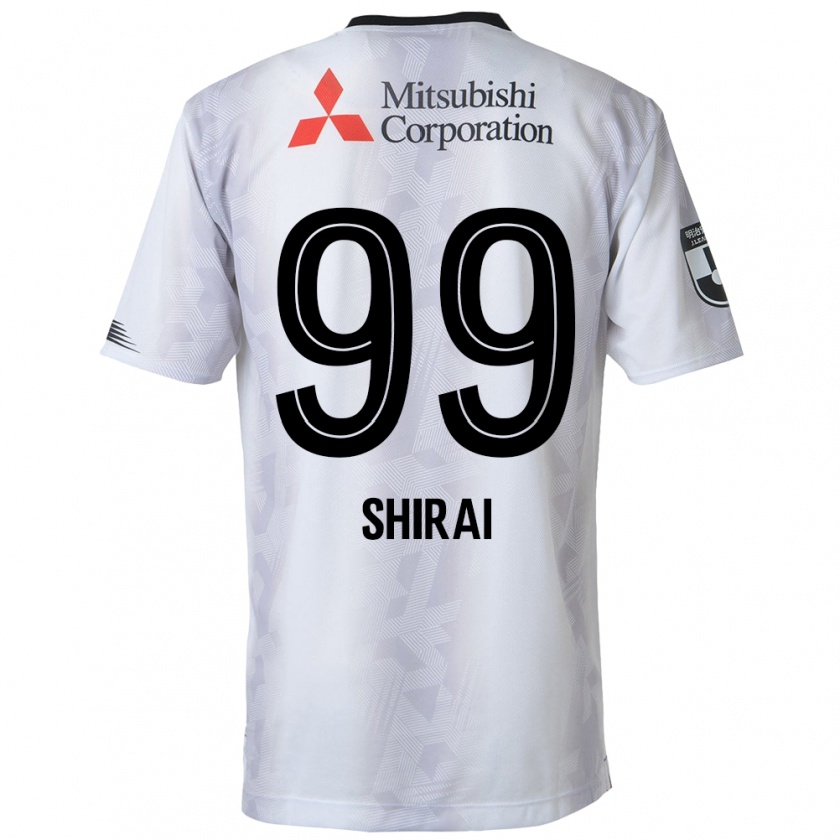 Kandiny Gyermek Kosuke Shirai #99 Fehér Fekete Idegenbeli Jersey 2024/25 Mez Póló Ing