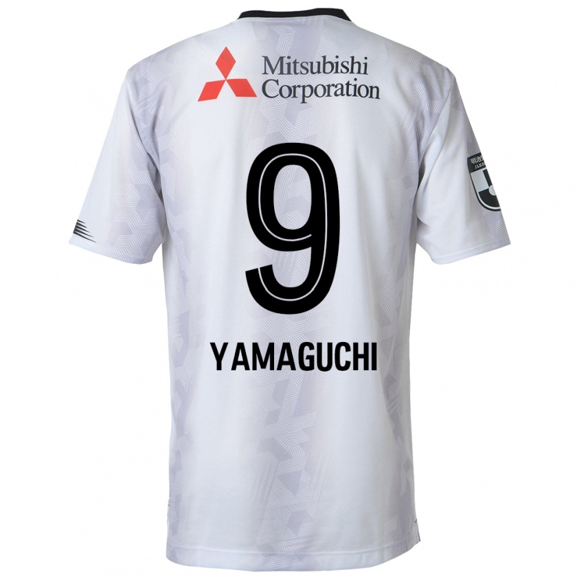 Kandiny Gyermek Taiyo Yamaguchi #9 Fehér Fekete Idegenbeli Jersey 2024/25 Mez Póló Ing