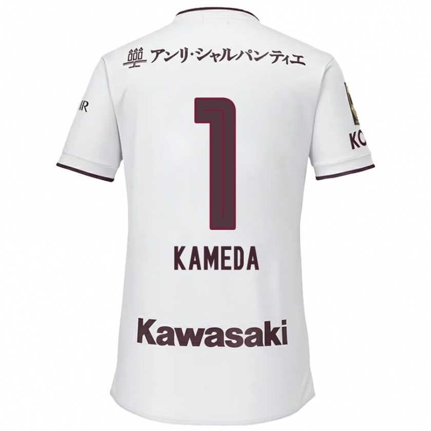 Kandiny Gyermek Taiga Kameda #1 Fehér Piros Idegenbeli Jersey 2024/25 Mez Póló Ing