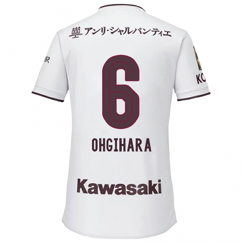 Kandiny Gyermek Takahiro Ogihara #6 Fehér Piros Idegenbeli Jersey 2024/25 Mez Póló Ing