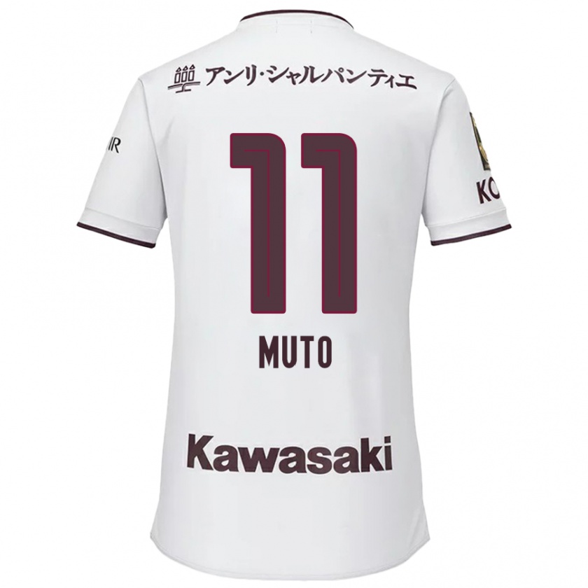 Kandiny Gyermek Yoshinori Muto #11 Fehér Piros Idegenbeli Jersey 2024/25 Mez Póló Ing