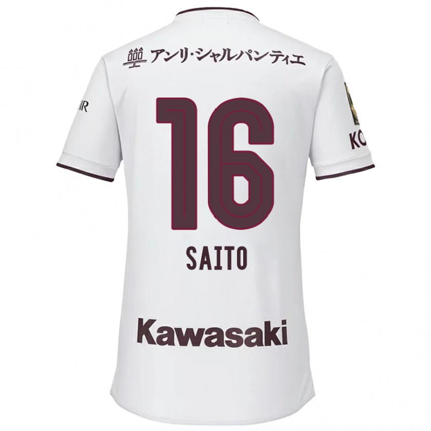 Kandiny Gyermek Mitsuki Saito #16 Fehér Piros Idegenbeli Jersey 2024/25 Mez Póló Ing