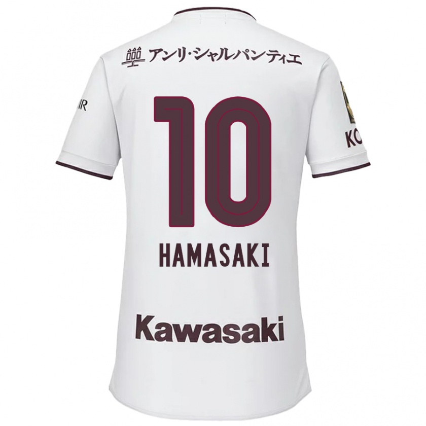 Kandiny Gyermek Kento Hamasaki #10 Fehér Piros Idegenbeli Jersey 2024/25 Mez Póló Ing