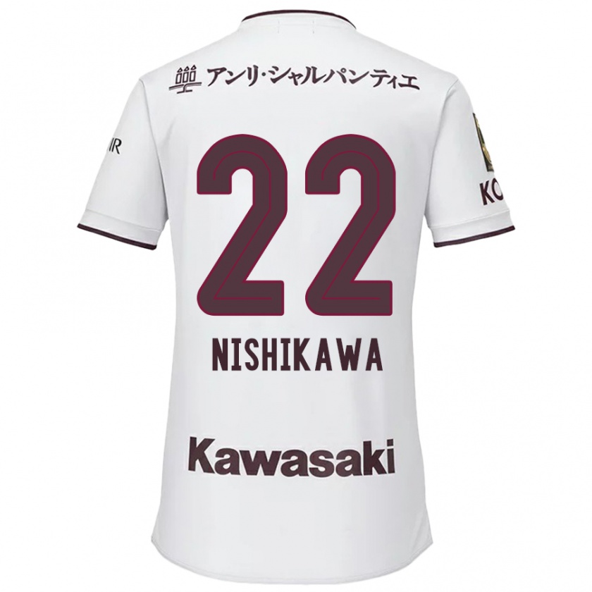 Kandiny Gyermek Aiku Nishikawa #22 Fehér Piros Idegenbeli Jersey 2024/25 Mez Póló Ing