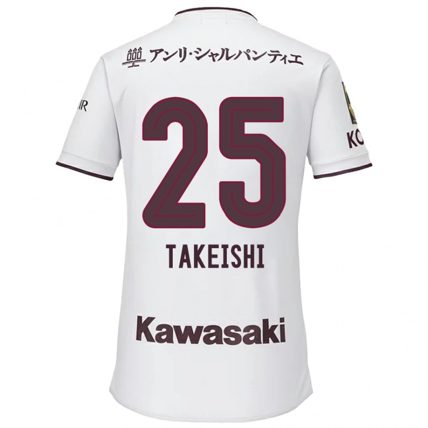 Kandiny Gyermek Tsubasa Takeishi #25 Fehér Piros Idegenbeli Jersey 2024/25 Mez Póló Ing